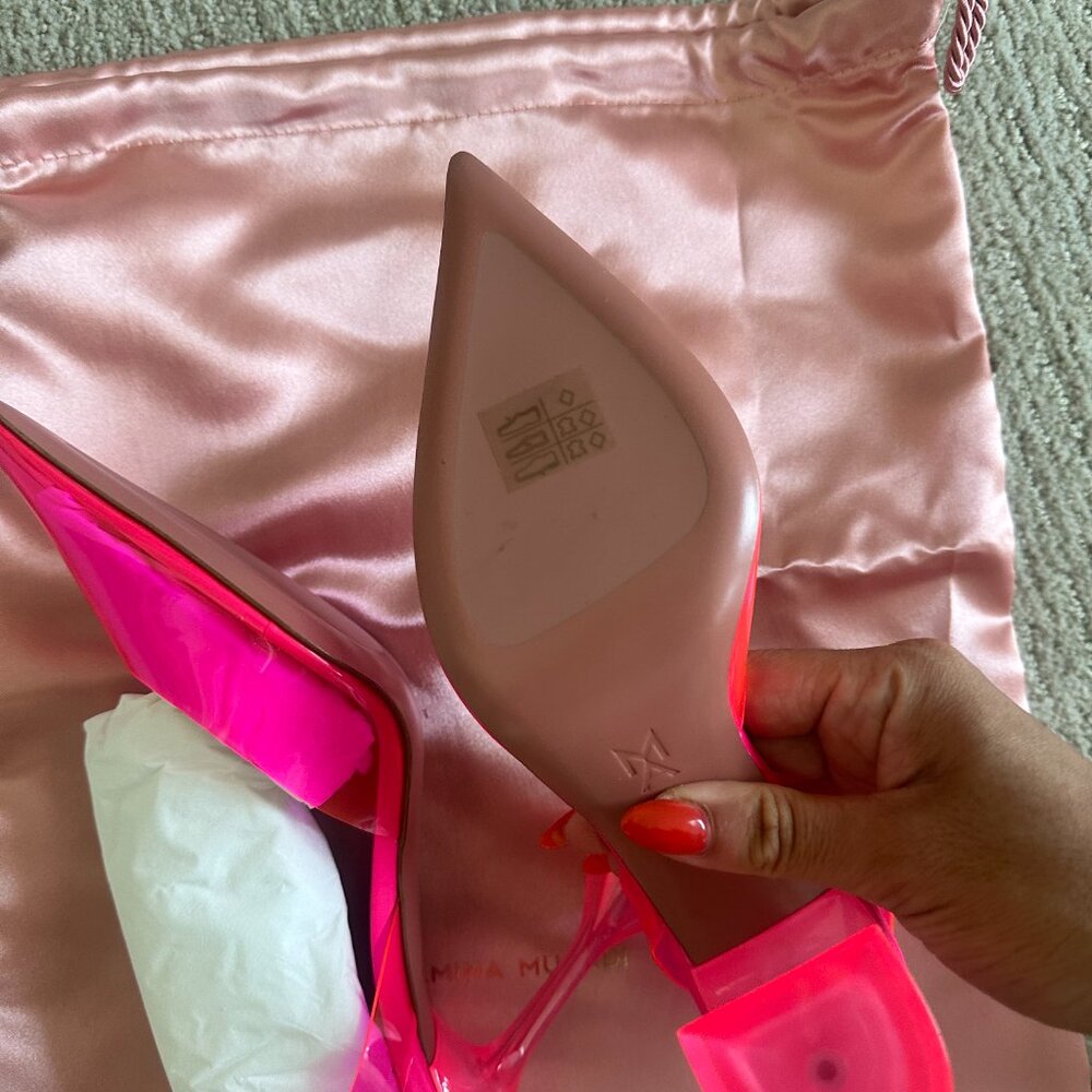 Amina Muaddi Holli Glass PVC slingback pumps in pink - Picture 3 of 5